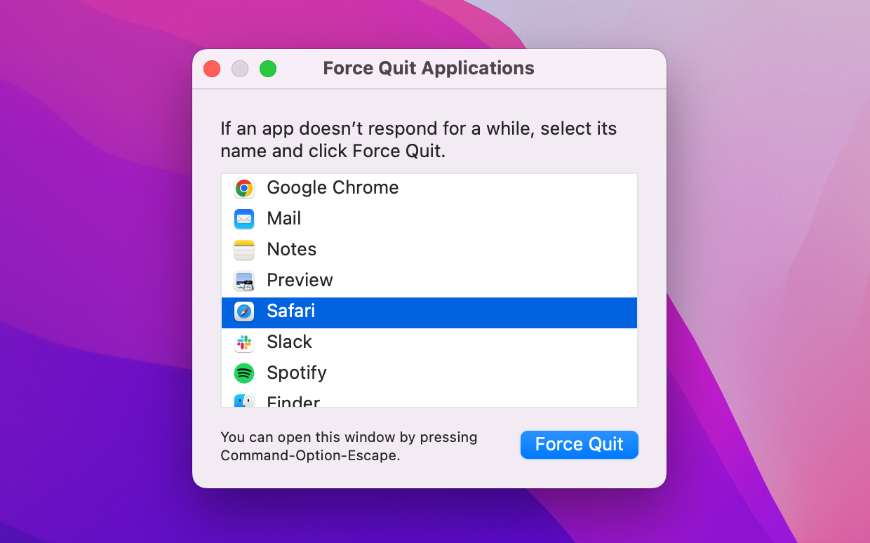 force quit on mac using shortcut